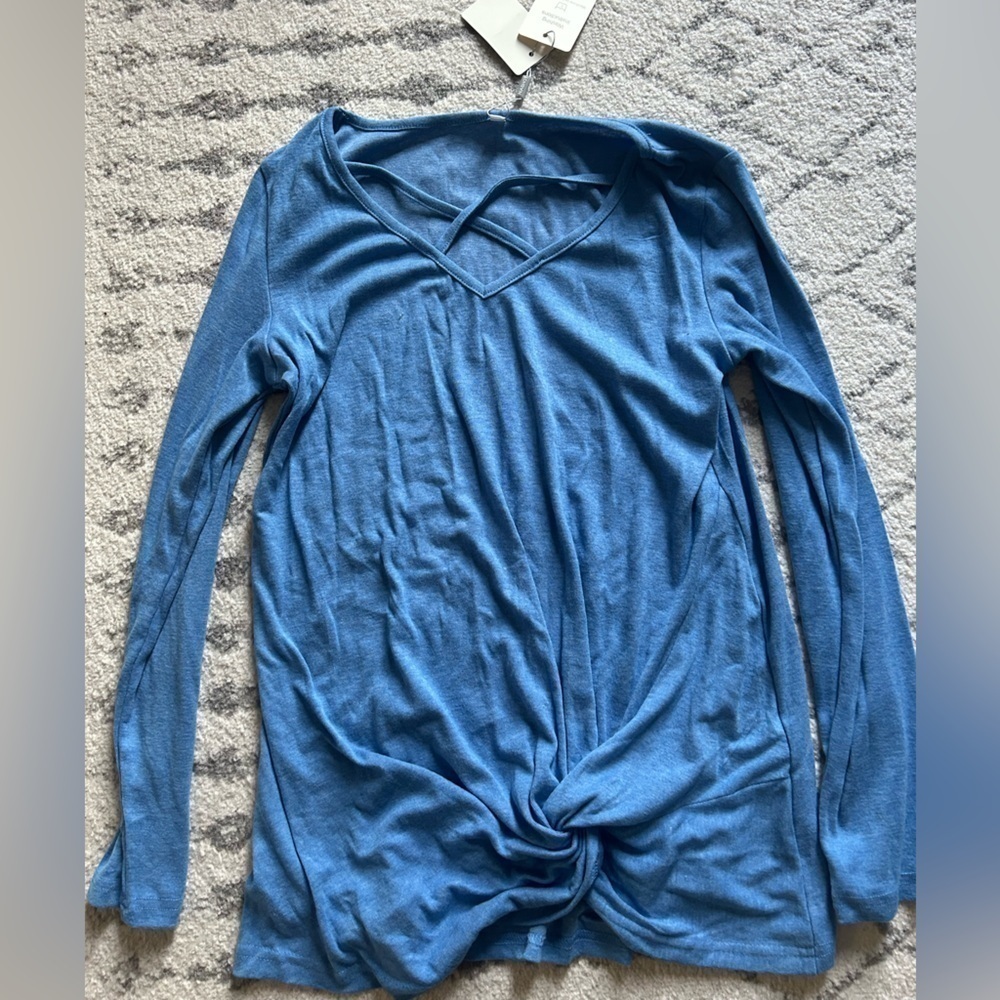 Blue twist front long sleeve